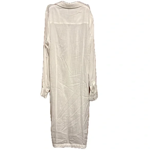 NWOT Lulus Elmwood White Button Up High Low Tunic Top 100% Rayon - Picture 5 of 5